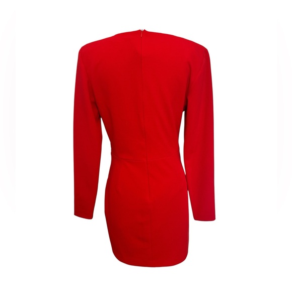 Shoulder pad Asymmetrical Ruched Wrap Dress - Picture 4 of 5